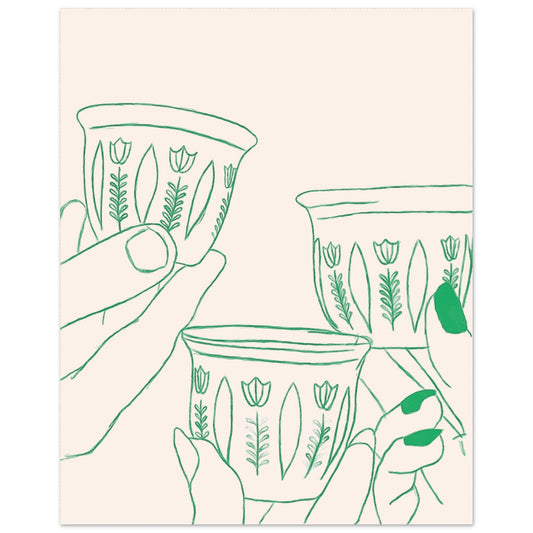 lebanese green coffee cups illustration