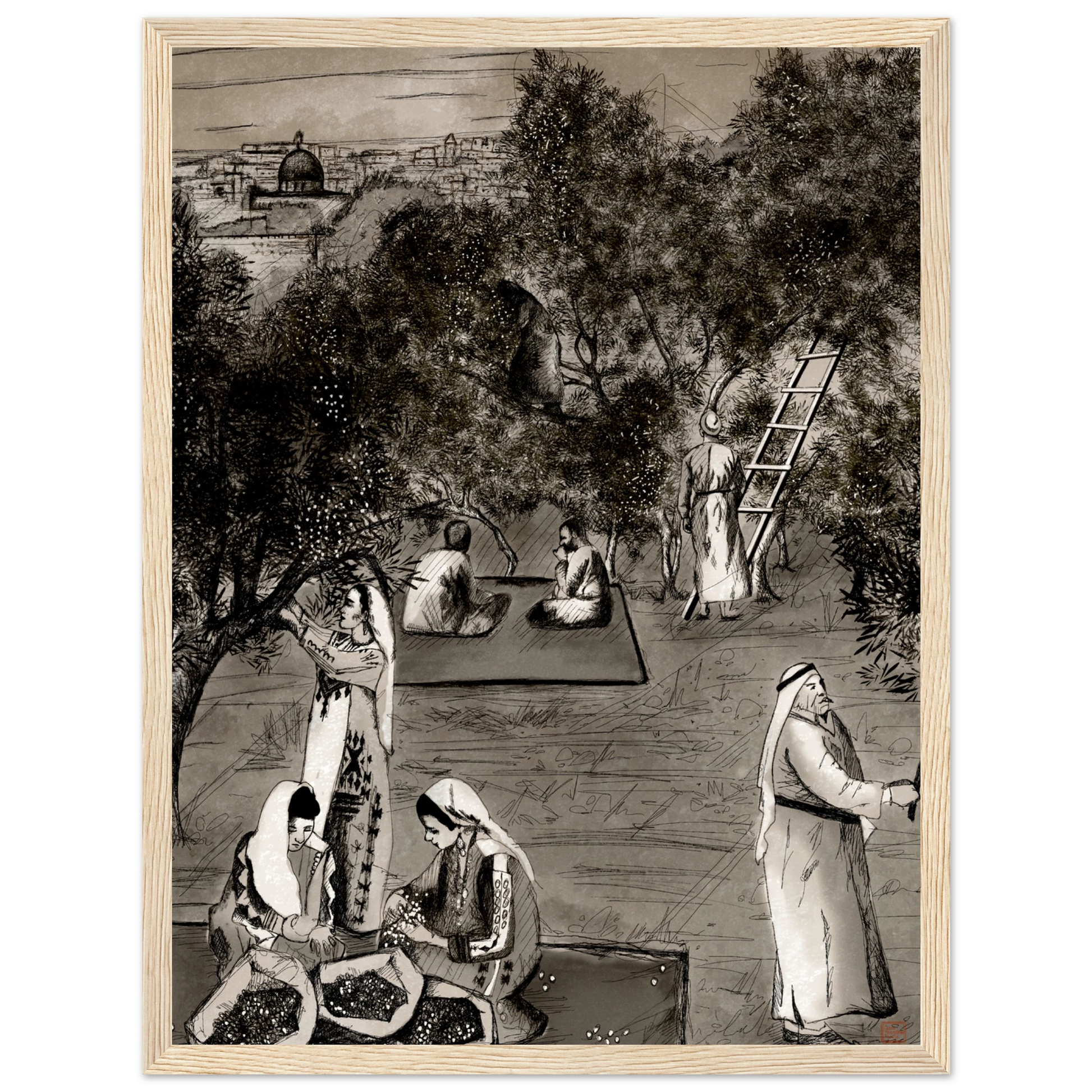 olive harvest art print