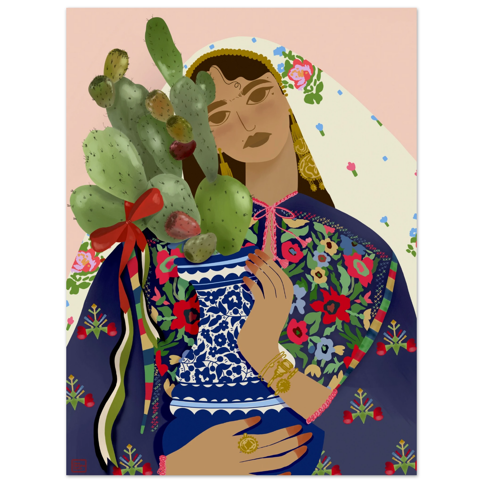 Palestinian tatreez thoub art print