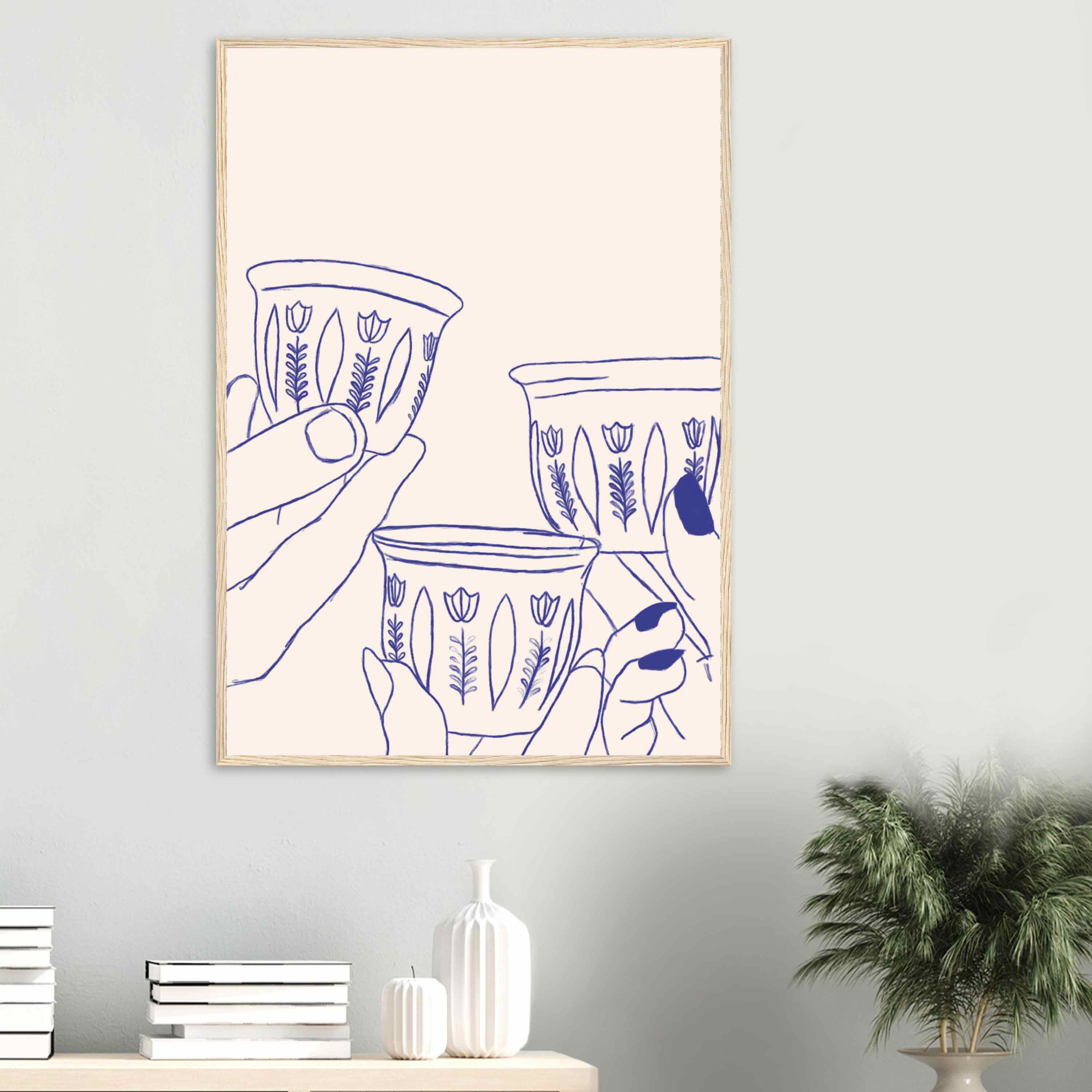 Lebanese Blue Coffee Cups Wall Art